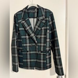 Bagatelle Collection Plaid Blazer, blue, green and black, Large